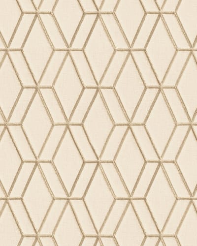 Grafisch behang Profhome DE120063-DI vliesbehang hardvinyl warmdruk in reliëf gestempeld met ruitvormig patroon glimmend beige goud 5,33 m2