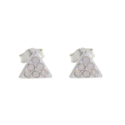 Behave - Oorbellen - 925 Sterling Zilveren Kleine Driehoekige Oorstekers - witte Kristal steentjes