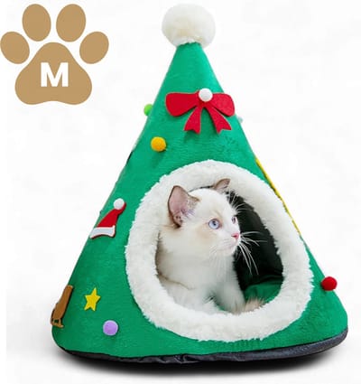 Cats&Co® Katten kerstboom Mand M - Kersthuisje voor huisdieren - Ø45 x 55 cm - Kattenmand - Kattenhuis - Kerstcadeau - Katten