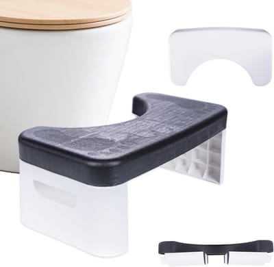 Opvouwbare toiletkruk - Badkamer hulpmiddel - Comfortabel toiletbezoek - Ergonomisch ontwerp - 18 cm hoog - Zwart