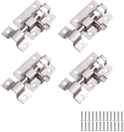 Dailygoods- Deurgrendel 4 Stuks - Roestvrij Staal - Schuifgrendel - Boutgrendel - Vergrendeling voor Deuren - Corrosiebestendig - Slot