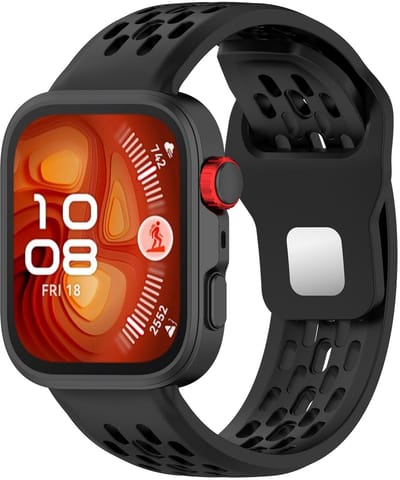 Stravo Sportief Siliconen Bandje Geschikt voor Huawei Watch Fit 5 / Watch Fit 5 Pro / Watch Fit 4 / Watch Fit 4 pro / Watch Fit 3 – Ademend & Comfortabel Horlogeband – Zwart