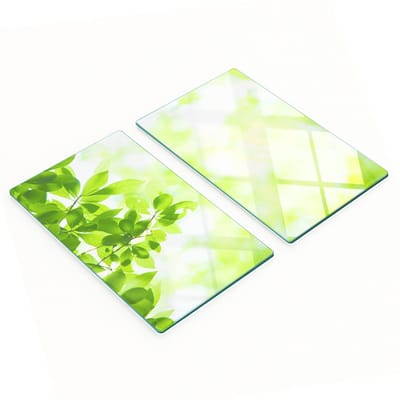 Keukenplanken van gehard glas met afbeeldingen, 2 stuks, bladeren, 2x30x52 cm