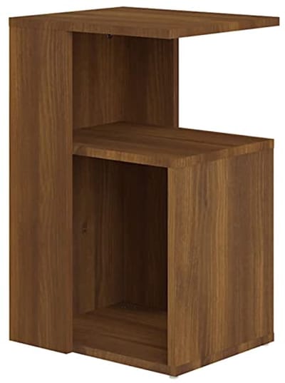 Bijzettafel - Salontafel tafeltje - Woonkamer decoratie - Uniek G-vormig ontwerp - 36x30x56 cm - Bruin eikenkleur