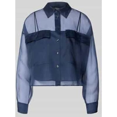 boxy fit blouse met lange mouwen van semi-transparante zijde model 'COLOMBIA'