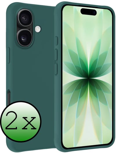Hoesje 2 Stuks - Geschikt voor Apple iPhone 17 - Sterk & Shockproof - Case Siliconen - Back Cover - Telefoon Hoes - Donkergroen