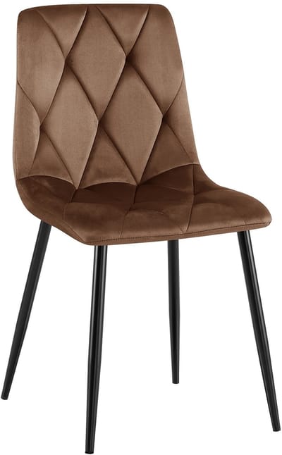 CLP Clairton Eetkamerstoel - klassiek - met zwart metalen frame - Belastbaar tot 150 kg - fluweel - Velvet - Fluweel/bruin