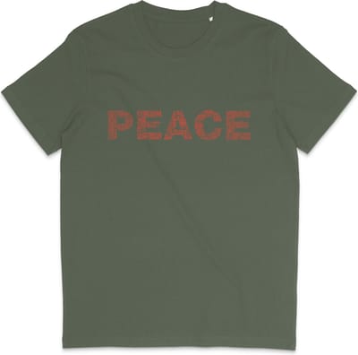 Heren en Dames T shirt - Peace, Vrede - Khaki Groen - XS