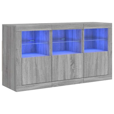 vidaXL - Dressoir - met - LED-verlichting - 123x37x67 - cm - grijs - sonoma - eiken