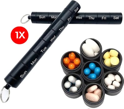 Actie4you® - Medicijnenbox - 7 Dagen Pillendoos - Medicijndoos - Tablettenbox - Draagbare Pillendoos - Pillen Sleutelhanger - 1 Stuk