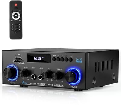 MRKK® Audioversterker – Stereo Versterker Met Bluetooth – Audio Amplifier Met Karaoke Portals – Led Display - Veelzijdig