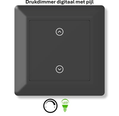 Freelux Drukknop | Led Dimmer | 230VAC - 500VA/2,1A | Pijlopdruk | Signaal zwart mat gelakt