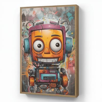 Wandlamp 60x90 cm - Oplaadbaar - Robot - Graffiti - Oranje - Kleuren - Wandlampen binnen woonkamer - Slaapkamer lamp - Decoratieve nachtlamp - Vloerlamp draadloos