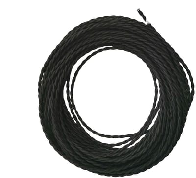 Gevlochten elektrische kabel - Textielsnoer 2 aderig - Doe-het-zelf verlichting - Koperen geleider - 30 meter - Zwart