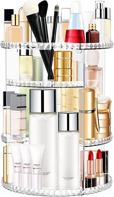 Famanu – Draaibare make-up organizer, 360 graden roteerbaar en verstelbaar, transparant