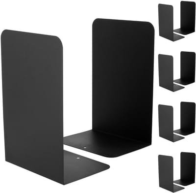 Dailygoods- Boekensteunen Zwart - L-vormige Boekensteun - Metalen Boekensteunen - Antislip Basis - Roestbestendig - Stabiele Ondersteuning