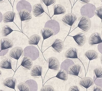WATERLELIE BEHANG | Abstract bladmotief - Blauw Grijs Wit - A.S. Création Nordic Feeling