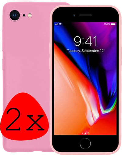 Hoesje - 2 Stuks - Geschikt voor Apple iPhone 7 - Sterk & Shockproof - Case Siliconen - Back Cover - Telefoon Hoes - Lichtroze