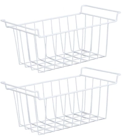 Allecto - Vriezer Organizer - Draad Opbergmanden - Duurzaam Metaal - Wit - Koelkast Opbergrek - Perfect voor Keuken en Badkamer