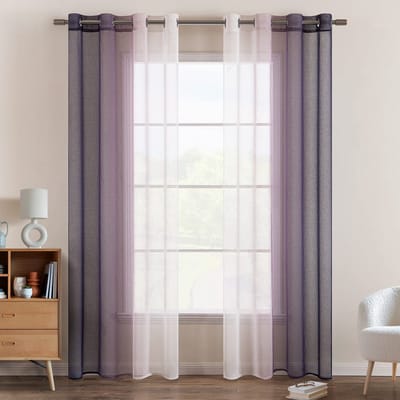 Dailygoods- Gordijnen 2-delig - Tweekleurig - Met inslagringen - Lichtdoorlatend - Decoratief - 140 x 245 cm - Raamdecoratie