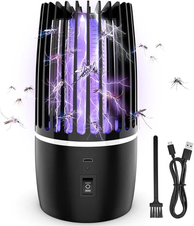 SnelShoppen - Muggenlamp met Nachtlampje - Elektrische Muggenbestrijding met UV-Licht 365 nm - 4000 mAh - Voor Binnen en Buiten - Ideaal voor Camping,