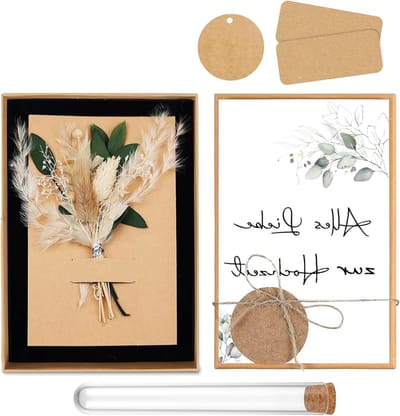 Geldgeschenkset voor Bruiloft met Droogbloemen en Huwelijkscadeaus voor het Bruidspaar, Perfect Geldcadeau voor Trouwerij