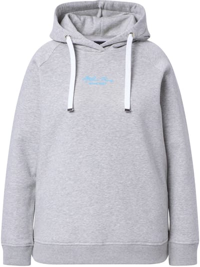 Ulla Popken - Dames - Hoodie tekstmotief capuchon lange mouwen - Lichtgrijs melange - Maat 42+
