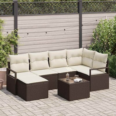 vidaXL Bankstel 7 st Bruin poly rattan