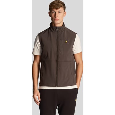Softshell donkergrijs giletjack met logo van Lyle & Scott