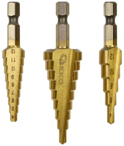 GEKO Trapboor set - HSS staal met titanium - 3-20 mm - 1/4" hex aansluiting