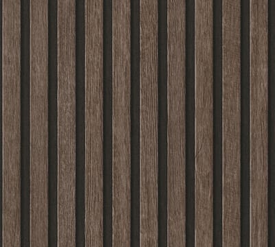 Hout behang Profhome 391093-GU vliesbehang hardvinyl warmdruk in reliëf gestructureerd in hout look mat bruin zwart 5,33 m2