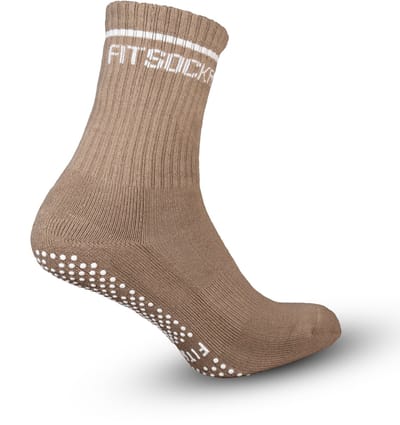 FitSockr Gripsokken Balance - Grip Sokken Pilates - Antislip Sokken Dames - Grip socks - Sportsokken met grip - Grip socks - Bruin - maat 32/36