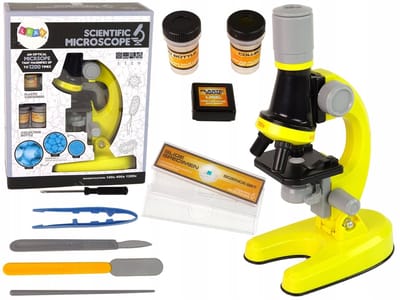 Educatieve Kindermikroscoop – Geel – 100x / 400x / 1200x – Set met Accessoires
