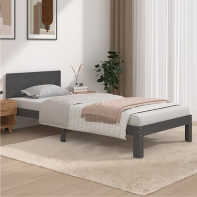 vidaXL - Bedframe - massief - grenenhout - grijs - 90x200 - cm