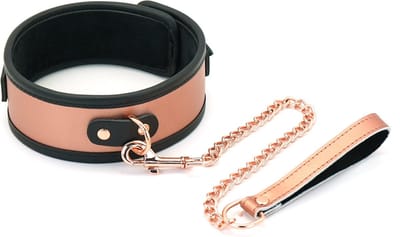 Liebe Seele - Rose Gold Memory - Exclusieve Leren Collar En Leiband - Rosé Goud