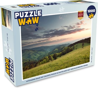 Puzzel Uitkijkend naar het Zwarte Woud in Duitsland met een kleurrijke hemel - Legpuzzel - Puzzel 1000 stukjes volwassenen