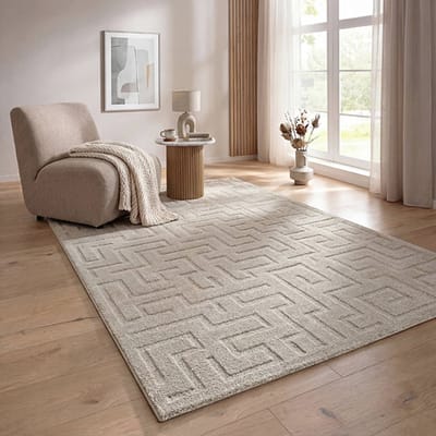 the carpet Elisa vloerkleed modern geometrisch zacht onderhoudsvriendelijk beige 80 x 150 cm