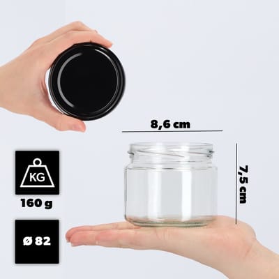 KADAX Inmaakpotten met schroefdeksel, jampotten, 330 ml, voorraadpotten voor jam, honing, potten met schroefdop (zwart, 10 stuks)