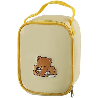 Boîte à lunch isotherme tendance, sac de conservation des aliments rond isolé en aluminium, sac fourre-tout grande capacité beige