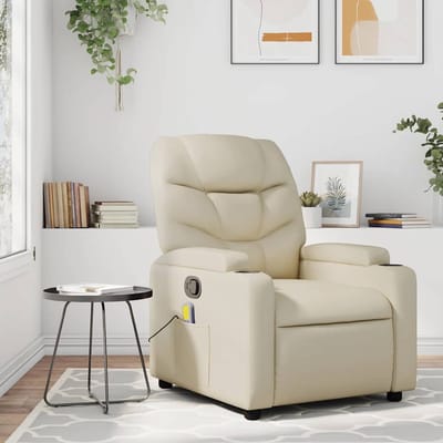 vidaXL - Massagestoel - van - kunstleer - in - crèmekleur