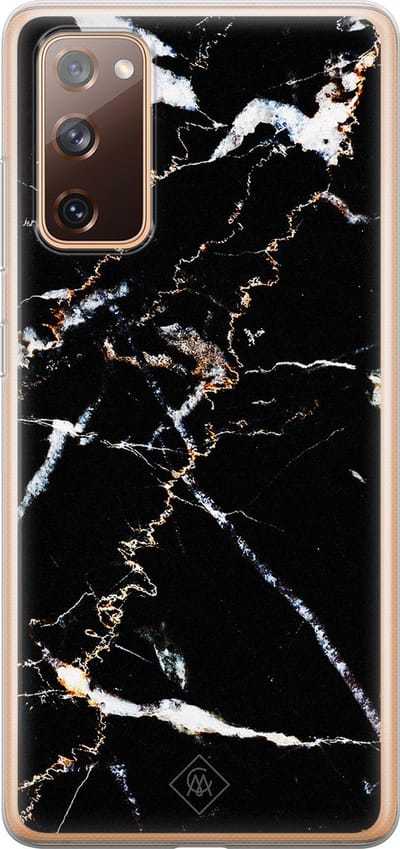 Casimoda® hoesje - Geschikt voor Samsung S20 FE - Marmer Zwart - Backcover - Siliconen/TPU - Zwart