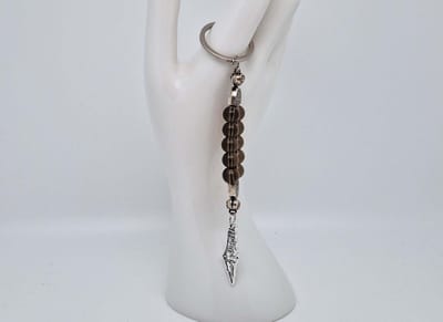 Handgemaakte Natuurstenen Sleutelhanger "Rookkwarts"- Met metaal hanger - "Palestina" - 8 mm diameter van de korrel- Mooie accessoire en decoratie voor de auto-Vaderdag Cadeau -Moderdag Cadeau - Cadeau vrienden