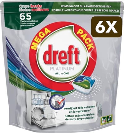 6 x Dreft Platinum Allin1 - 65 tabs - original vaatwastabletten