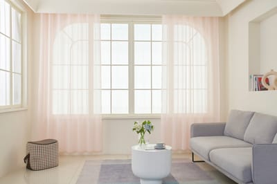 Maroyathome Bibiana - Vitrage - Kant en klaar - Plooiband - Loodveter - Schelphaken - Embrasse - ROZE - 200 x 180 cm - 200 cm breed - 180 cm lengte - 1 stuks