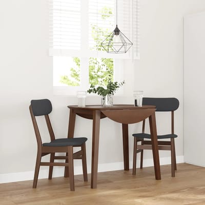 vidaXL - Eetkamerstoelen - met - kussens - 2 - st - massief - hout - rubber - bruin