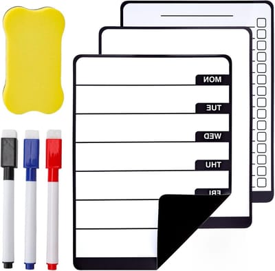 Wekelijkse Planner Magnetisch Bord voor Koelkast - 3 Magnetische Whiteboards met Markers en Wisser voor Keuken, Kantoor en Thuisorganisatie van je Dagelijkse Taken