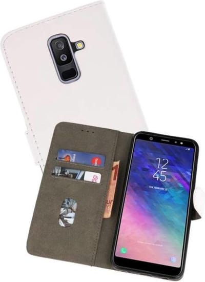 Booktype Telefoonhoesjes - Bookcase Hoesje - Wallet Case - Geschikt voor Samsung Galaxy A6 Plus (2018) - Wit