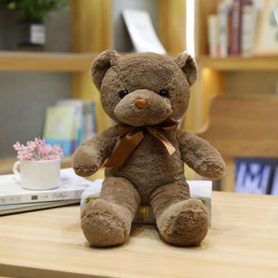 30CM Veel Kleuren Delicatesse Teddybeer Pluche Speelgoed Nieuw Schattig Zacht Lint Vlinder Festival Effen Kleur Knuffelbeer Pop Verjaardagscadeau 30cm donkerbruine kleur