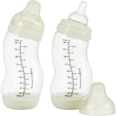 Difrax Babyfles Breed - 310 ml - Wit - 2 Stuks - S-fles - Anti Koliek