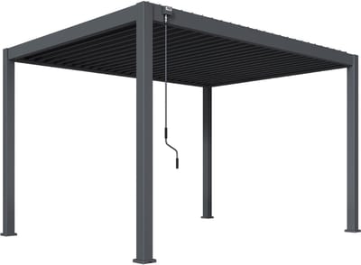 Rockford Aluminium Pergola 4 x 3 m - Overkapping vrijstaand met verstelbaar lamellendak - Veranda met geïntegreerd waterafvoer - Antraciet